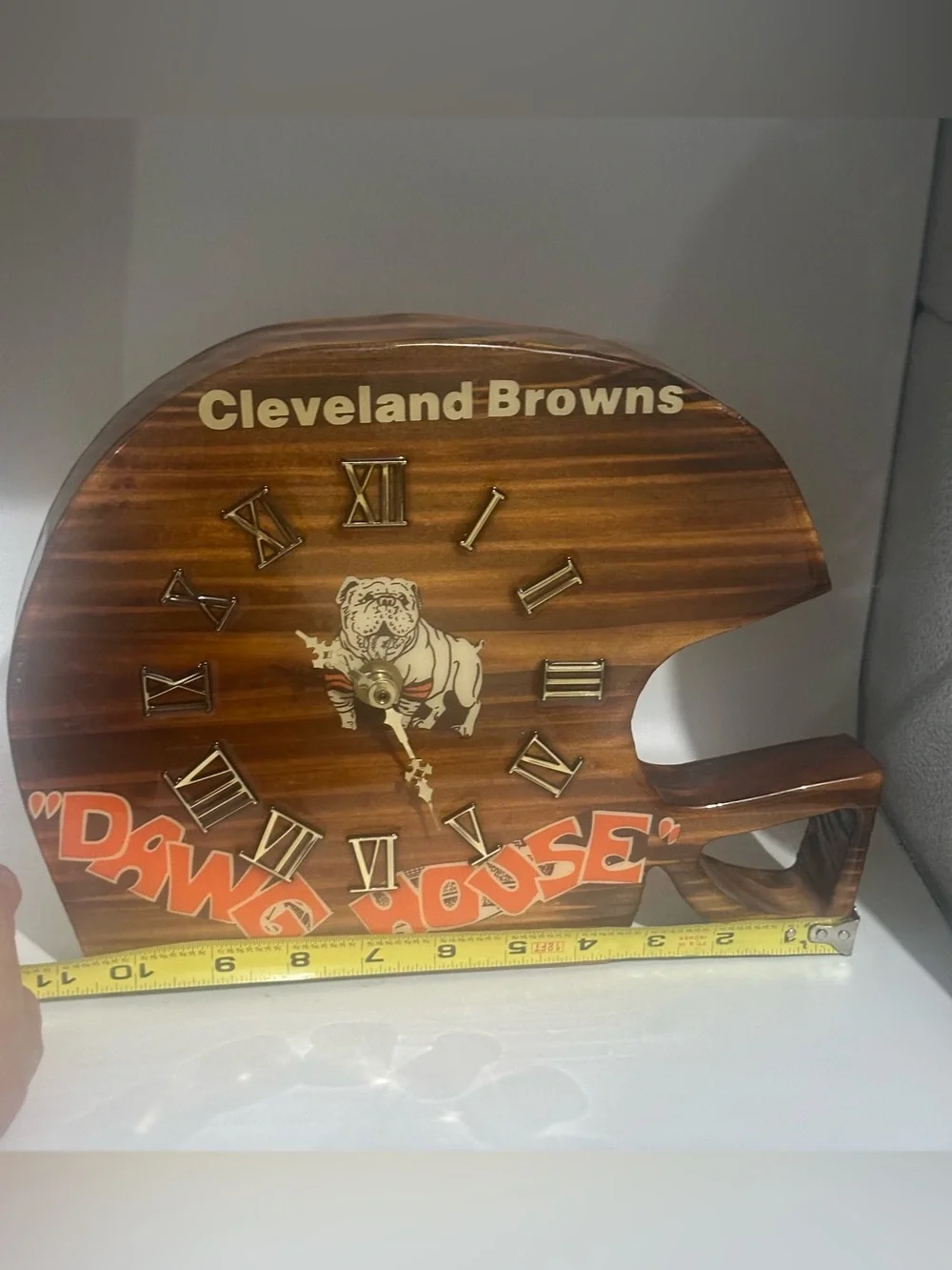 'Vintage Cleveland browns dawg House' Helmet shaped handcrafted wood wall clock